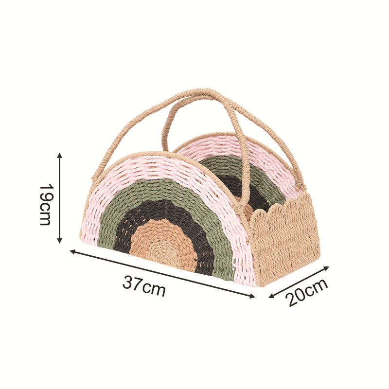 Woven Straw Rainbow Tote Acalora