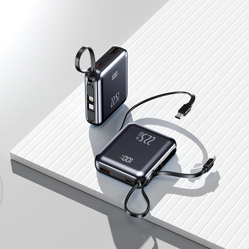 Portable power bank with digital display and integrated cable management Kalsten
