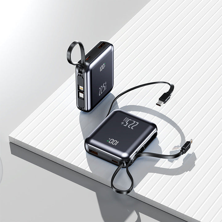 Portable power bank with digital display and integrated cable management Kalsten
