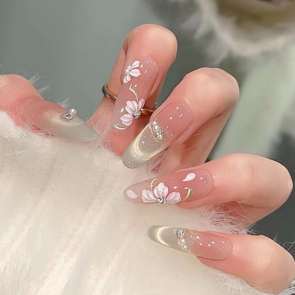 Artificial nail set with sparkling glitter accents Acalora