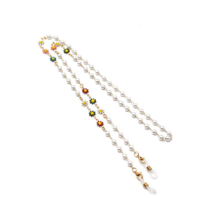 Elegant Pearl and Colorful Gemstone Eyewear Chain Kalsten