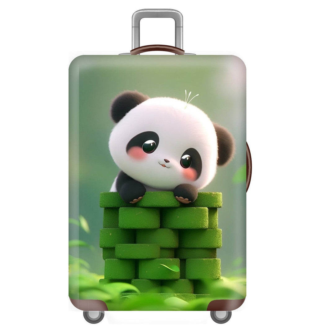 Unisex non-elastic suitcase cover for hard shell trolley with cute panda design, stretch protective cover with handle and wheel openings Kalsten