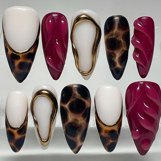 Decorative Stiletto Press-On Nail Set with Artistic Patterns Kalsten