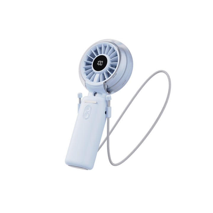 Cooling foldable rechargeable handheld fan with digital battery display and detachable neck strap Kalsten