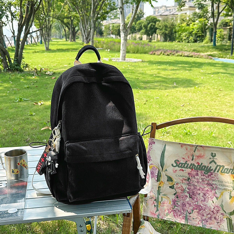 Corduroy Textured Casual Backpack Kalsten