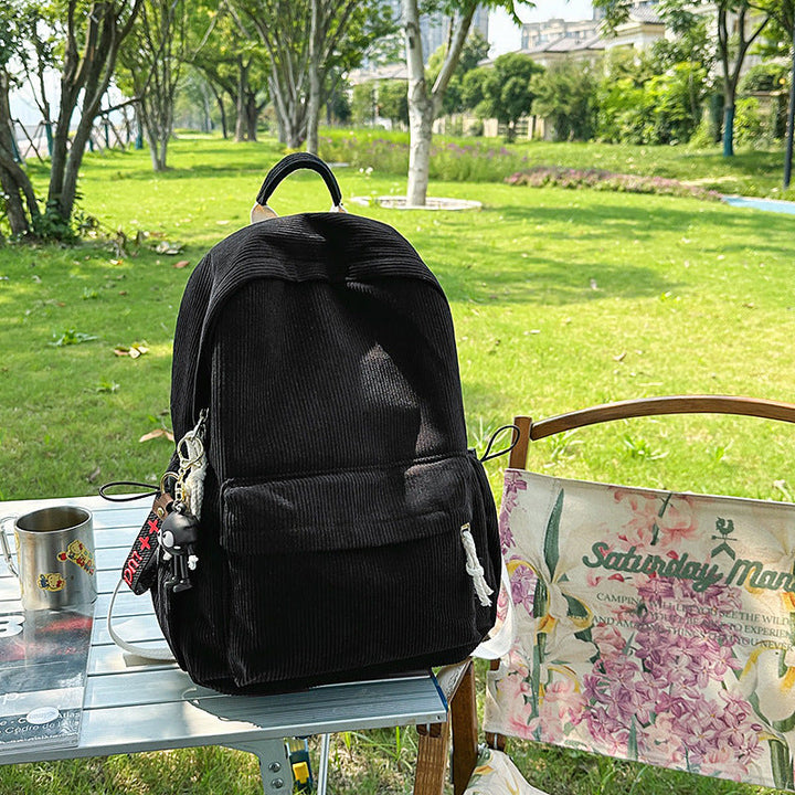 Corduroy Textured Casual Backpack Kalsten