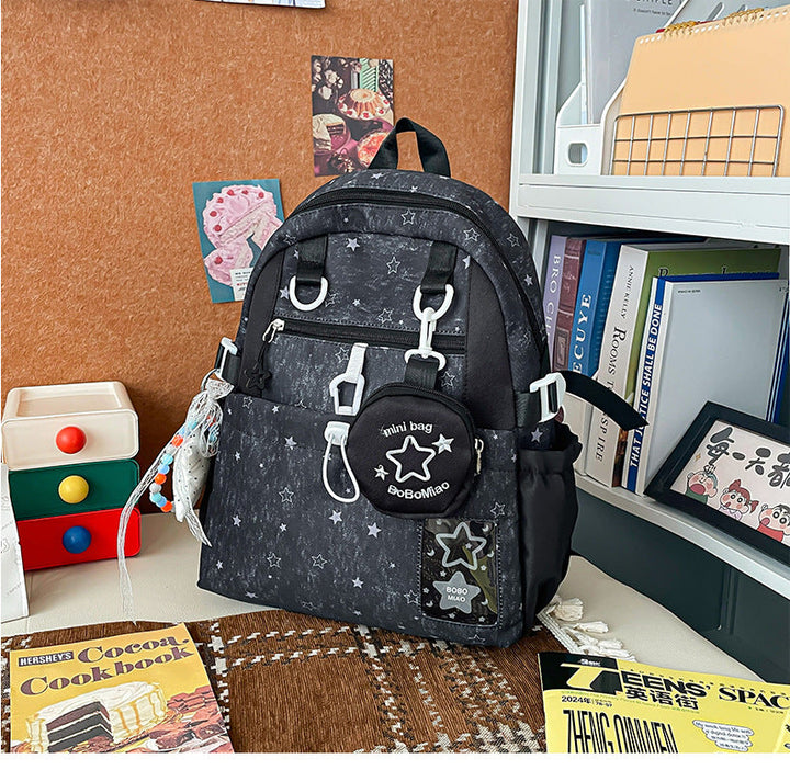 Star-Patterned School Backpack