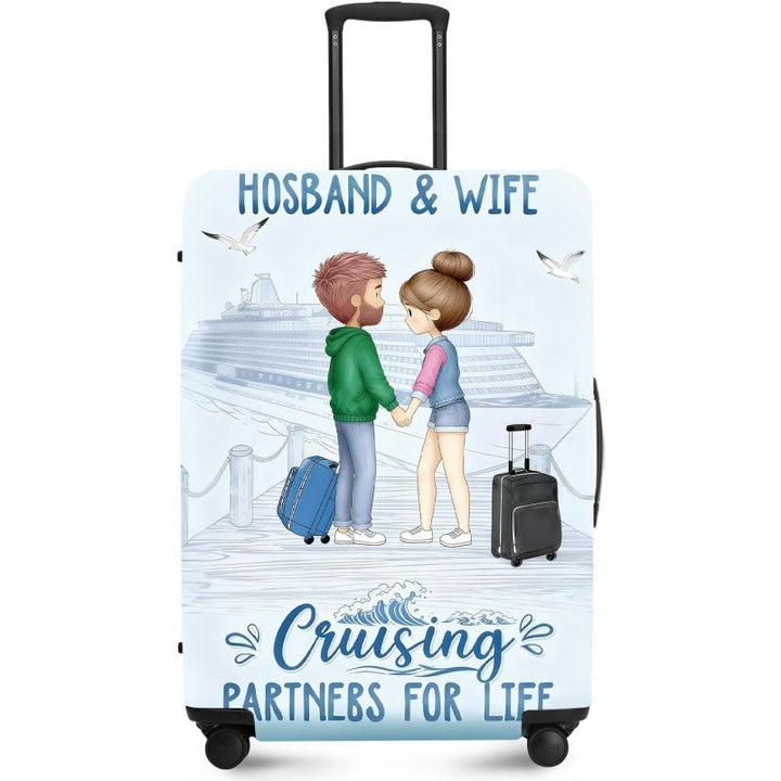 Unisex nan elastic suitcase cover with UV-resistant motif print and zip opening Kalsten