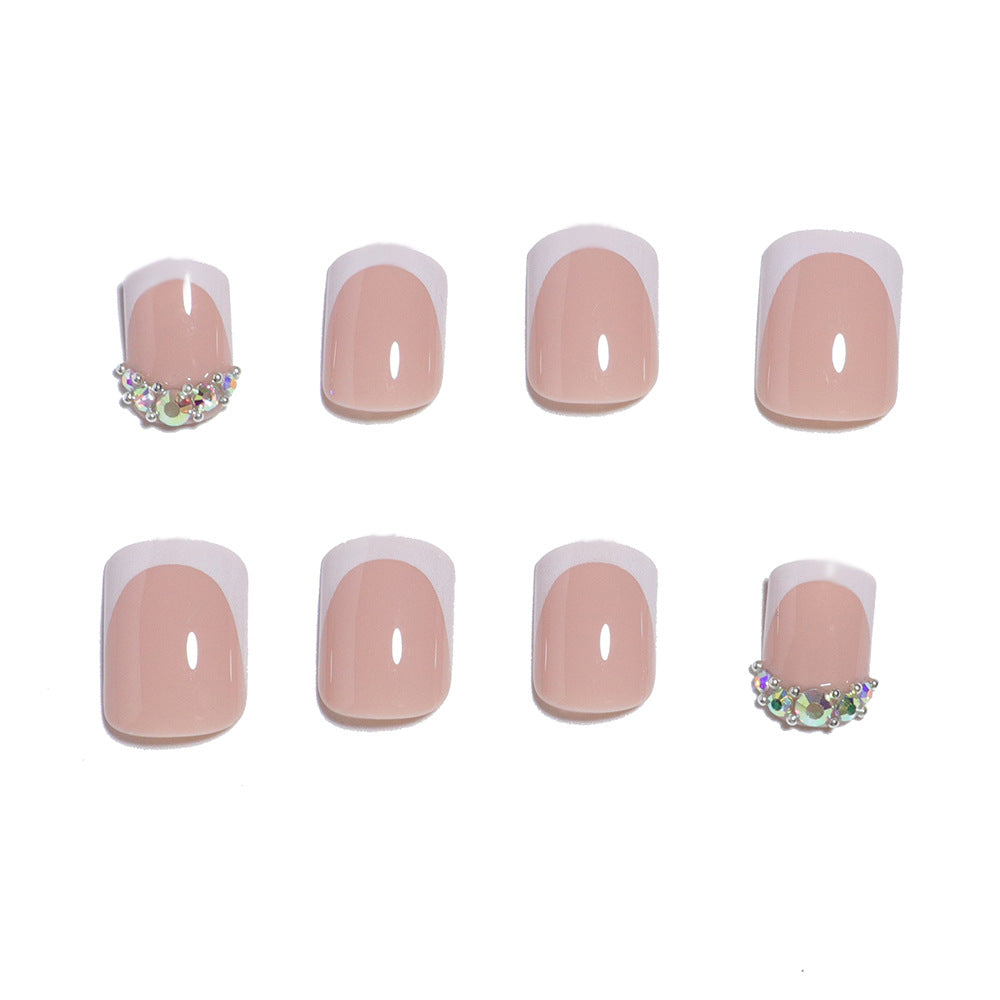 Elegant Press-On Nail Set with Rhinestone Accents Kalsten