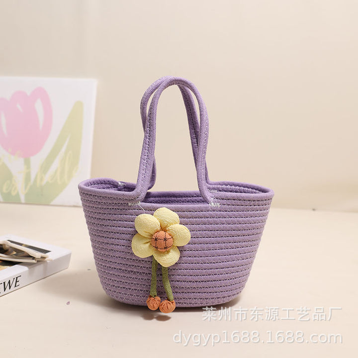Handcrafted basket bag with floral accents Kalsten
