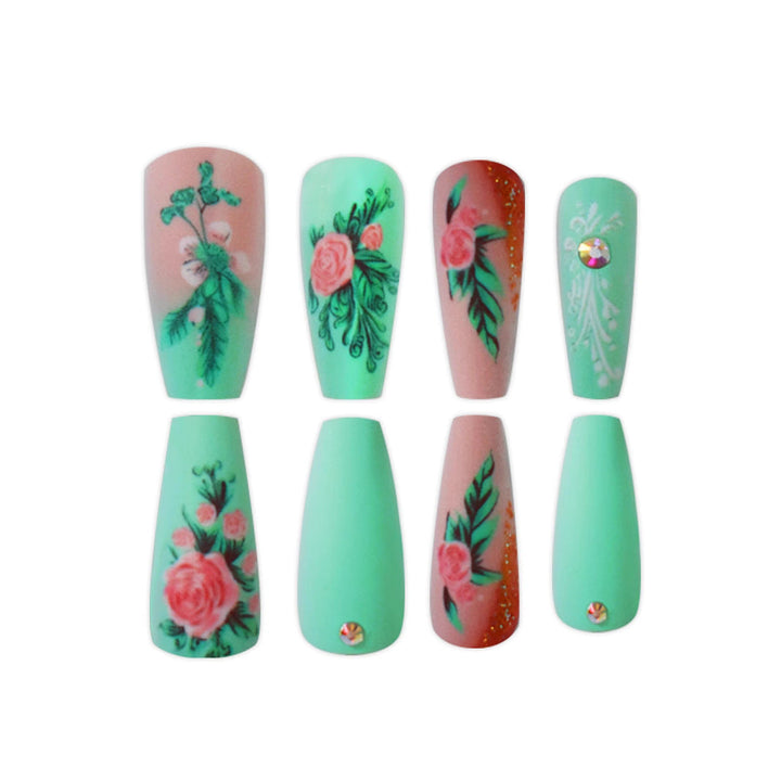 Floral Embellished Press-On Nail Set Kalsten