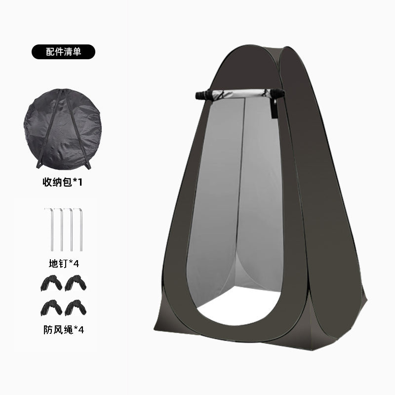 Portable camping shower privacy tent with five gallon solar shower bag and pop up foldable pole system Kalsten
