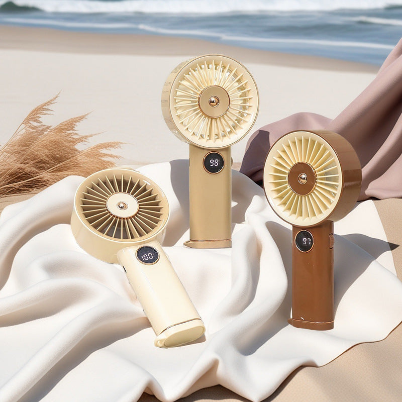 Cooling handheld rechargeable mini fan with touch speed display and detachable desktop stand Kalsten