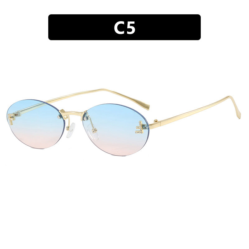 Women's fashionable sunglasses with elegant, round lenses and delicate metal frame Kalsten