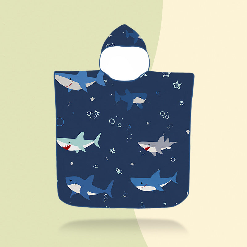 colorful hooded poncho with robot motif Kalsten
