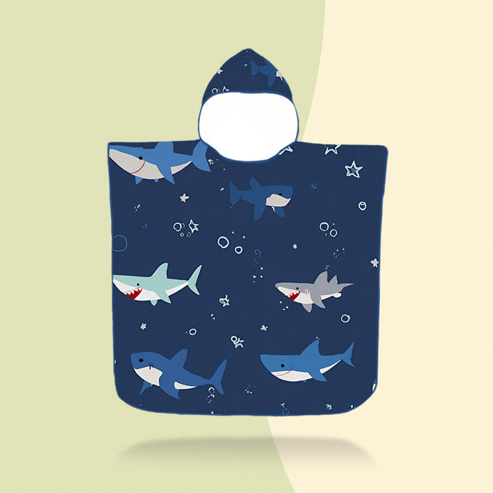 colorful hooded poncho with robot motif Kalsten