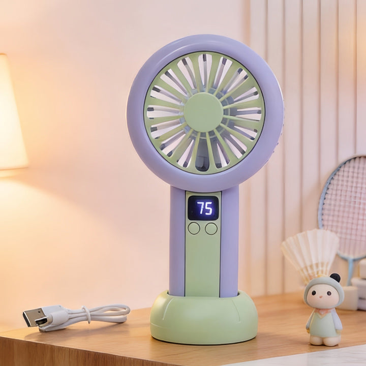 Ladies portable mini fan with LED display Kalsten