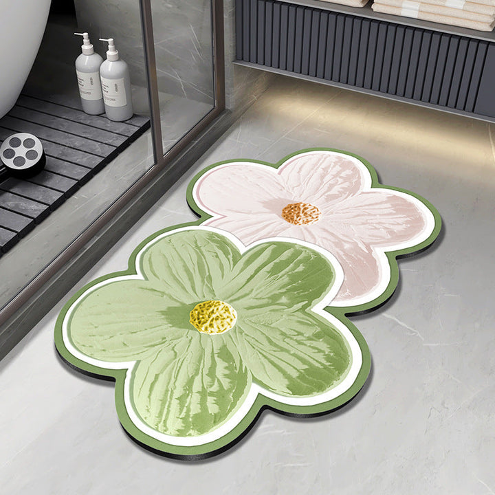 Floral Design Plush Bath Mat Kalsten