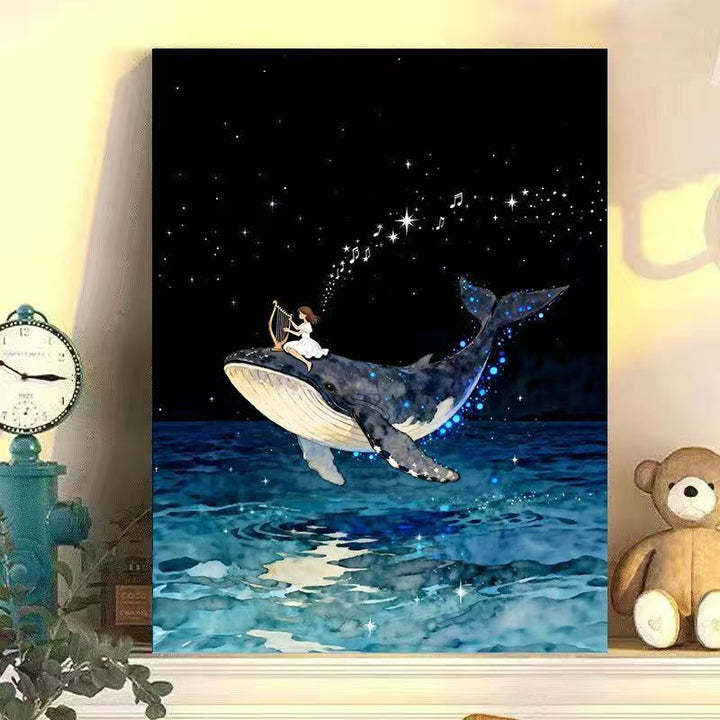 Dreamy Whale and Girl Canvas Artwork Kalsten