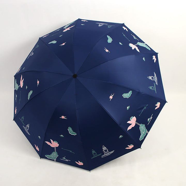 Women Folding Umbrella with Floral Accents Kalsten