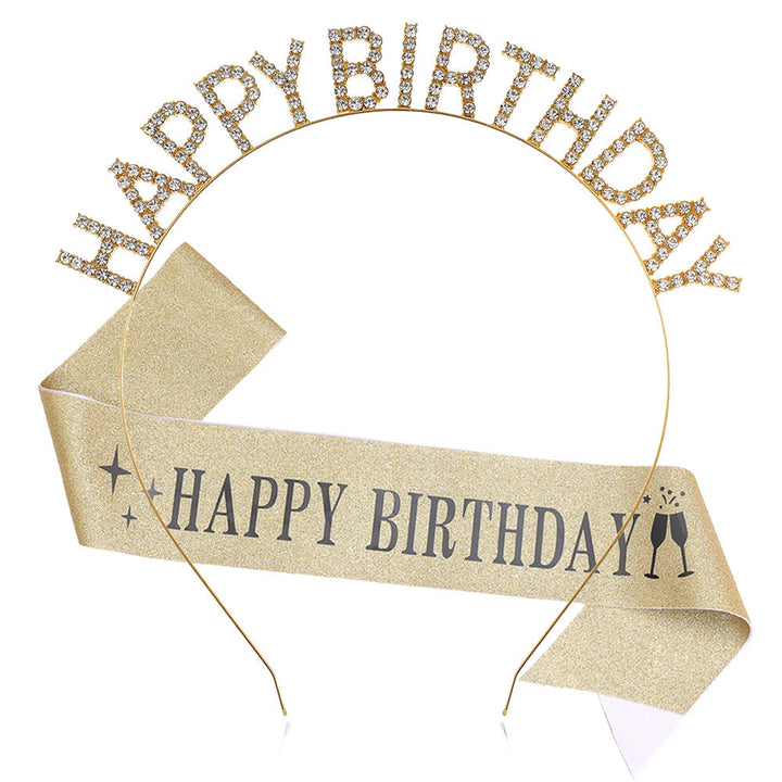 Ladies Glitter Headband with "Happy Birthday" Inscription Kalsten