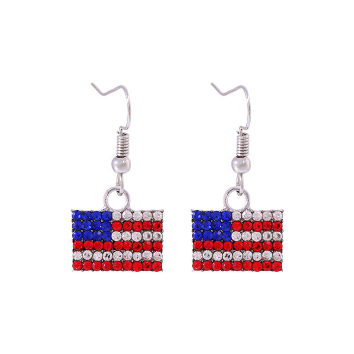 Women's lightweight star earrings with enamel flag design and fishhook Kalsten