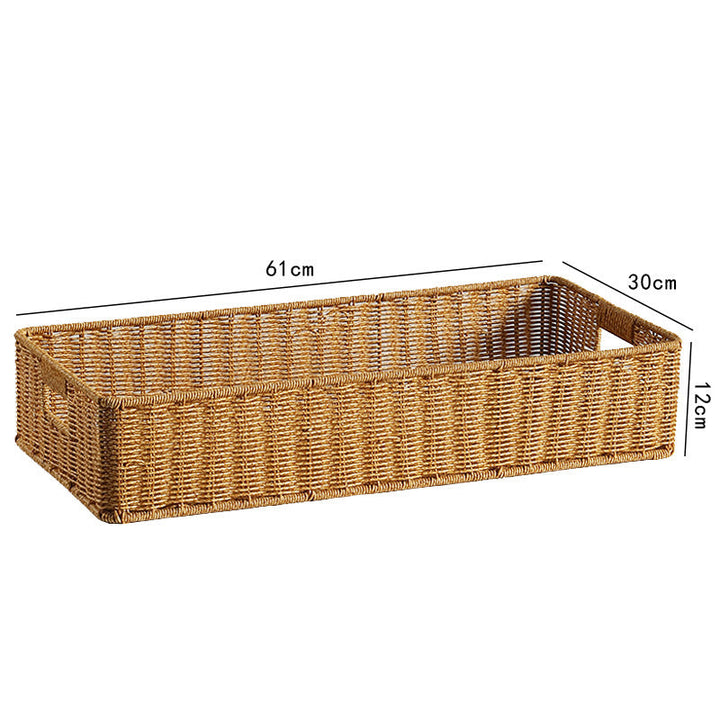 Handwoven Rectangular Storage Bin with Cutout Handles Kalsten