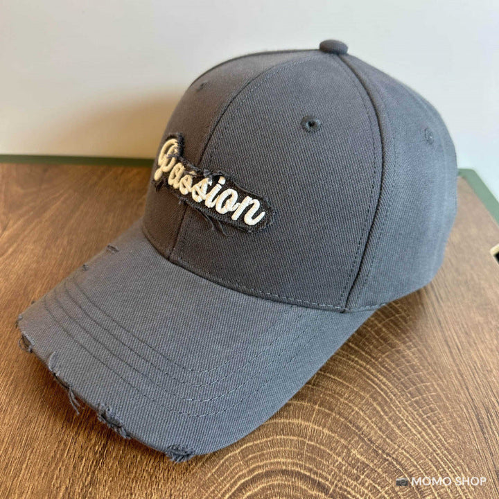 Women's Distressed Cotton Baseball Cap with Embroidered Quote Kalsten
