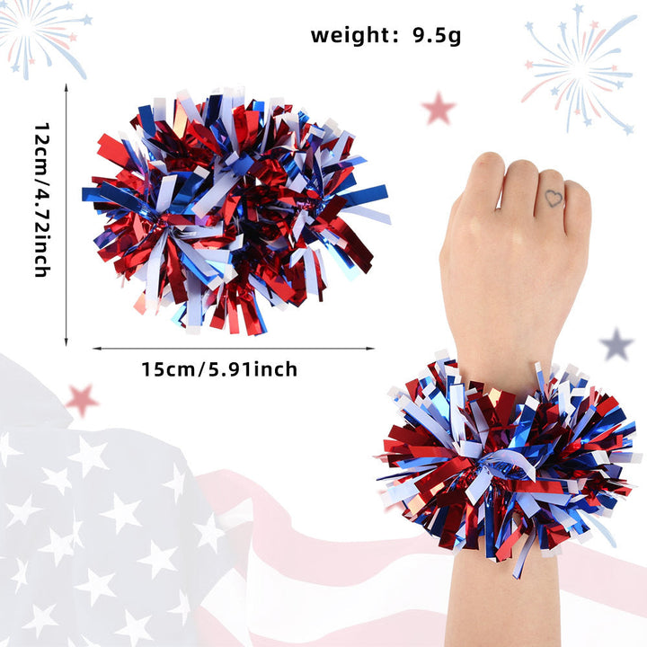 Independence Day festive tinsel pom-pom elastic wrist cuff Kalsten