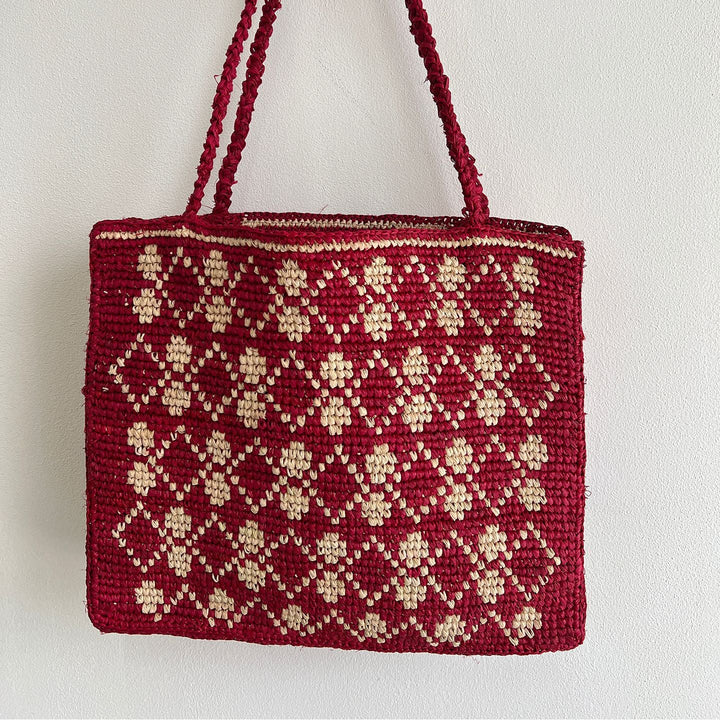 Handcrafted knit bag with floral design Kalsten