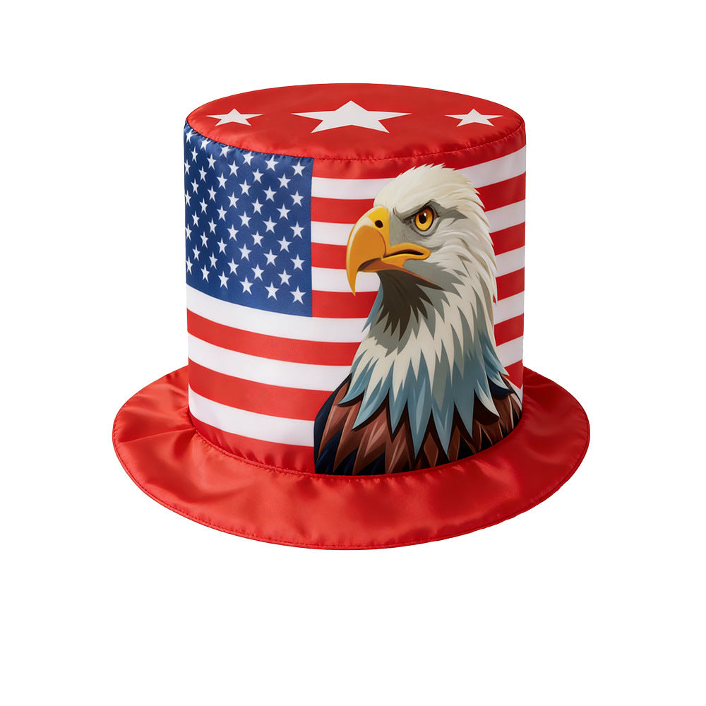 Unisex nan patriotic top hat with stars and stripes pattern made of satin Kalsten