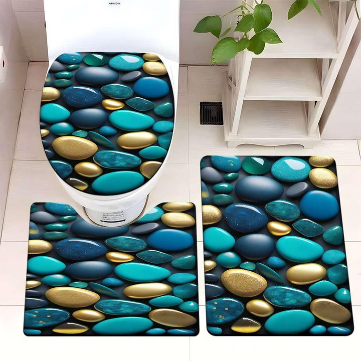 Decorative Rock and Butterfly Bathroom Mat Set Kalsten