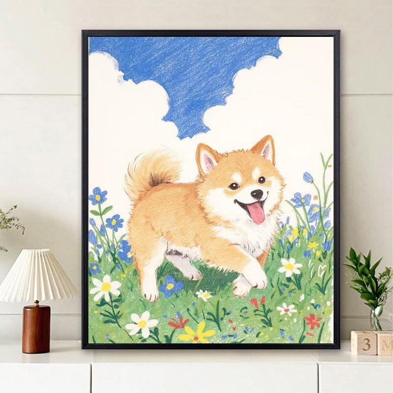 Cute Puppy Illustration Wall Art Kalsten