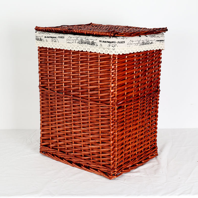 Ladies laundry basket with decorative fabric trim and practical lid Kalsten