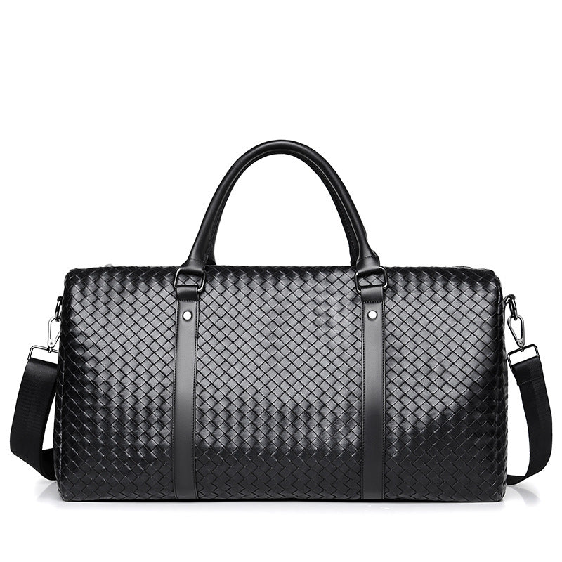 Woven Leather Weekend Duffel Bag Kalsten