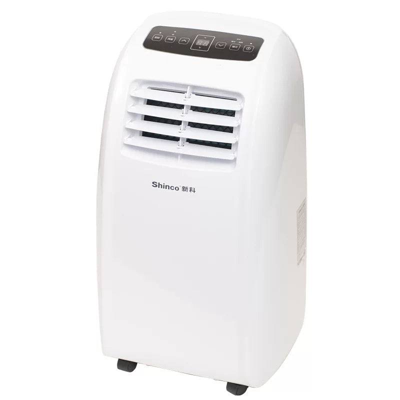Unisex one size ventilated single hose portable refrigerant air conditioner with top mounted digital control, dehumidifier, automatic swinging louvers and wheels Kalsten