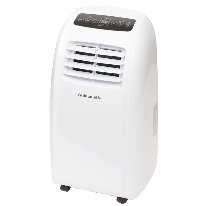 Unisex one size ventilated single hose portable refrigerant air conditioner with top mounted digital control, dehumidifier, automatic swinging louvers and wheels Kalsten