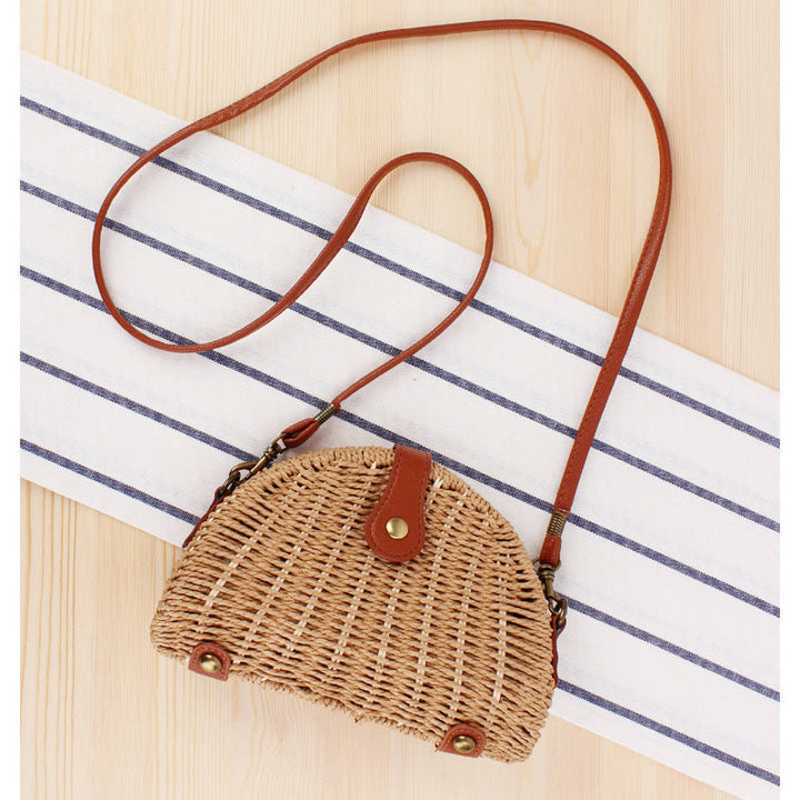 Rattan Shoulder Bag In Crescent Shape Design Kalsten