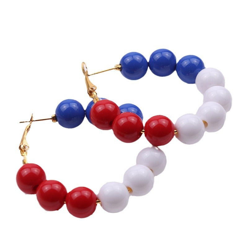 Women's nan chunky beaded hoop earrings with metal leverback clasp Kalsten