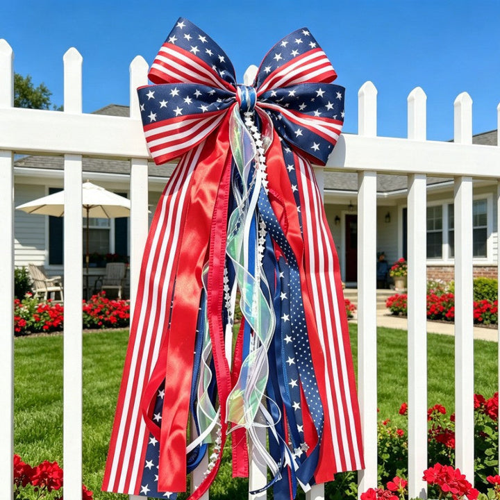Unisex nan decorative ribbon hanging decoration with long satin and organza ribbons Kalsten