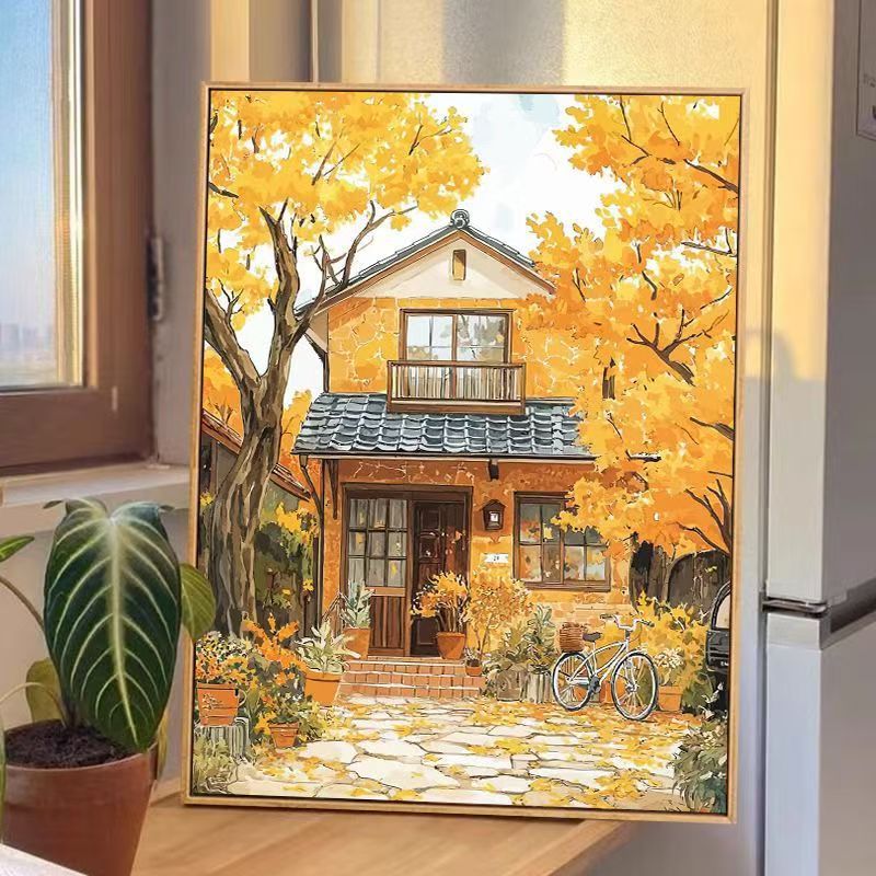 Autumn House Scene Canvas Wall Art Kalsten