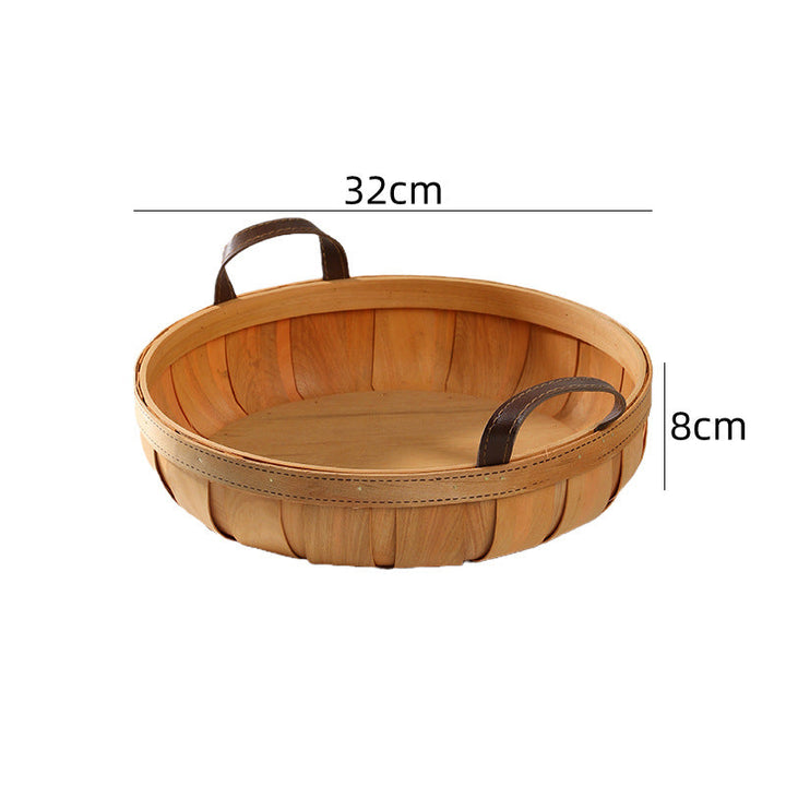 Handcrafted Oval Serving Tray with Leather Handles Kalsten