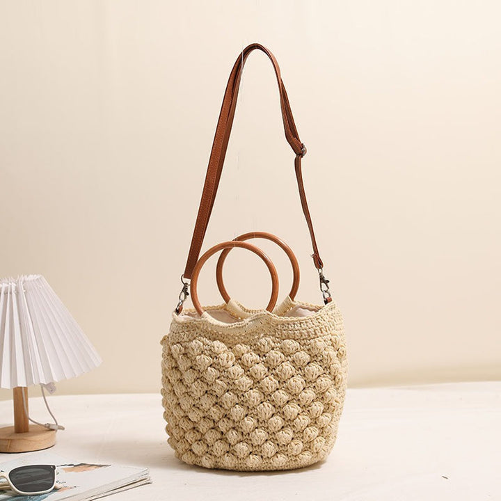 Handcrafted macrame bag with wooden handles Kalsten