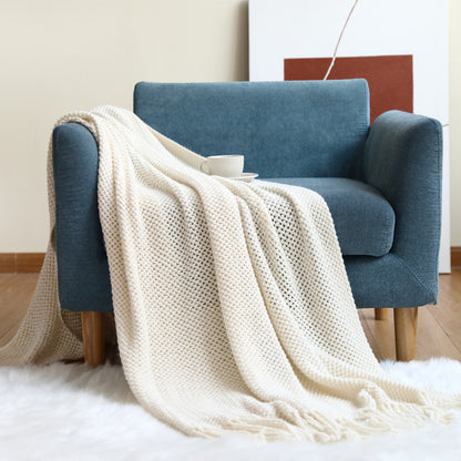 Unisex Woven Textured Knit Throw Blanket