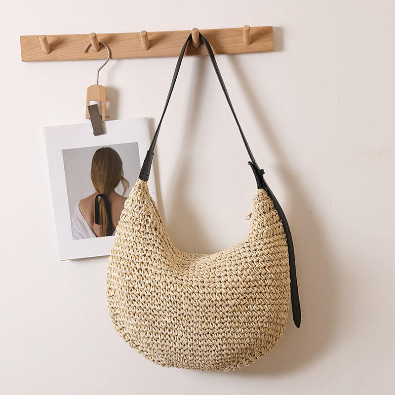 Handmade Hobo Bag Made of Natural Raffia Material Kalsten