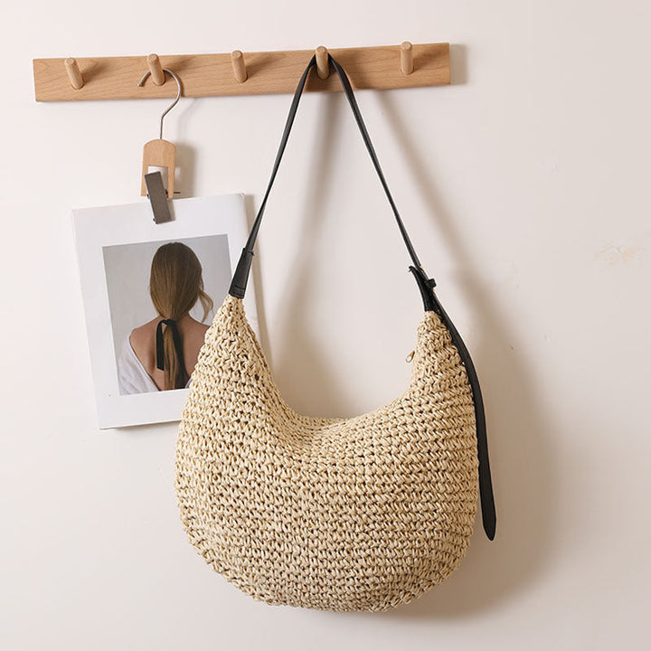Handmade Hobo Bag Made of Natural Raffia Material Kalsten
