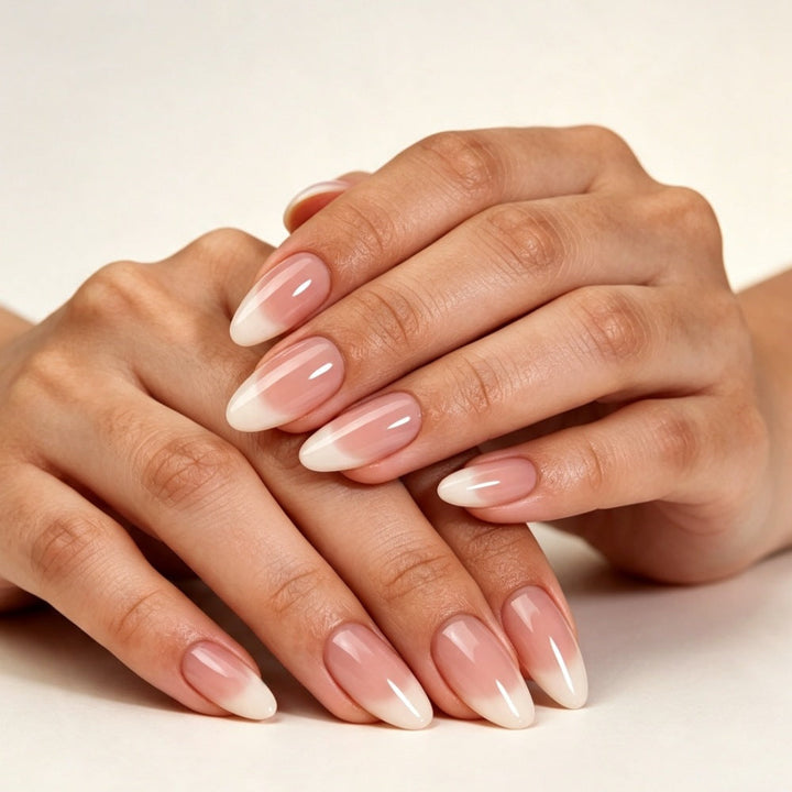 Artificial nails with elegant nude ombre design Kalsten