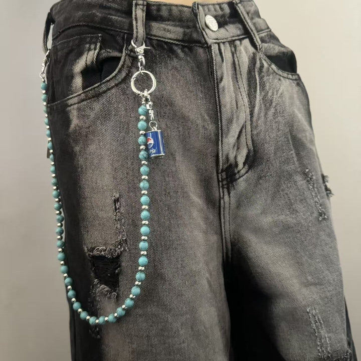 Cropped T-Shirt with Trendy Chain Pendant Kalsten