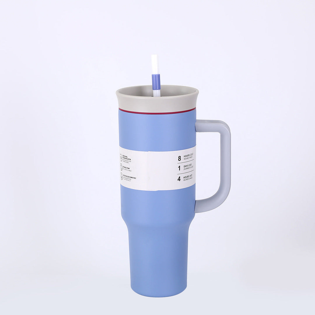 Ladies' insulated cup with practical drinking straw and ergonomic handle Kalsten