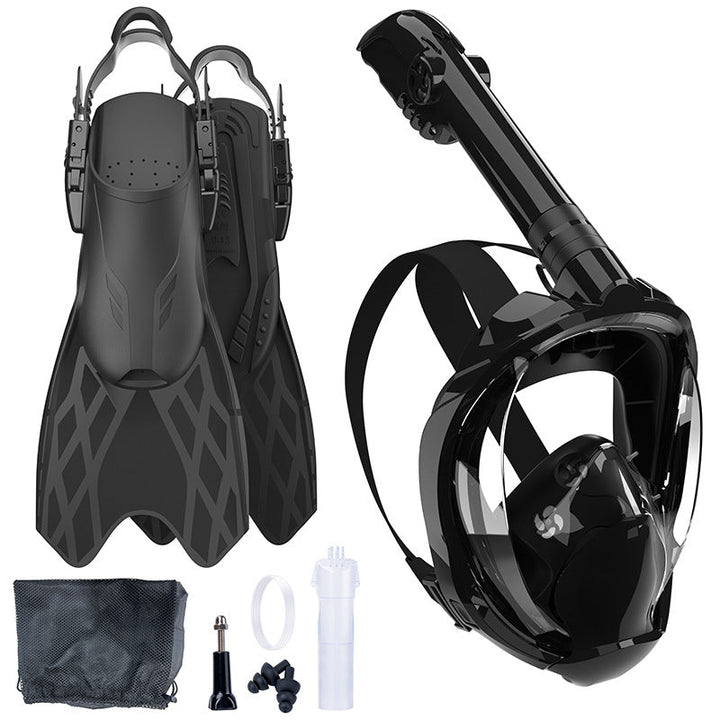 Snorkeling equipment with highly flexible fins and full face mask Kalsten